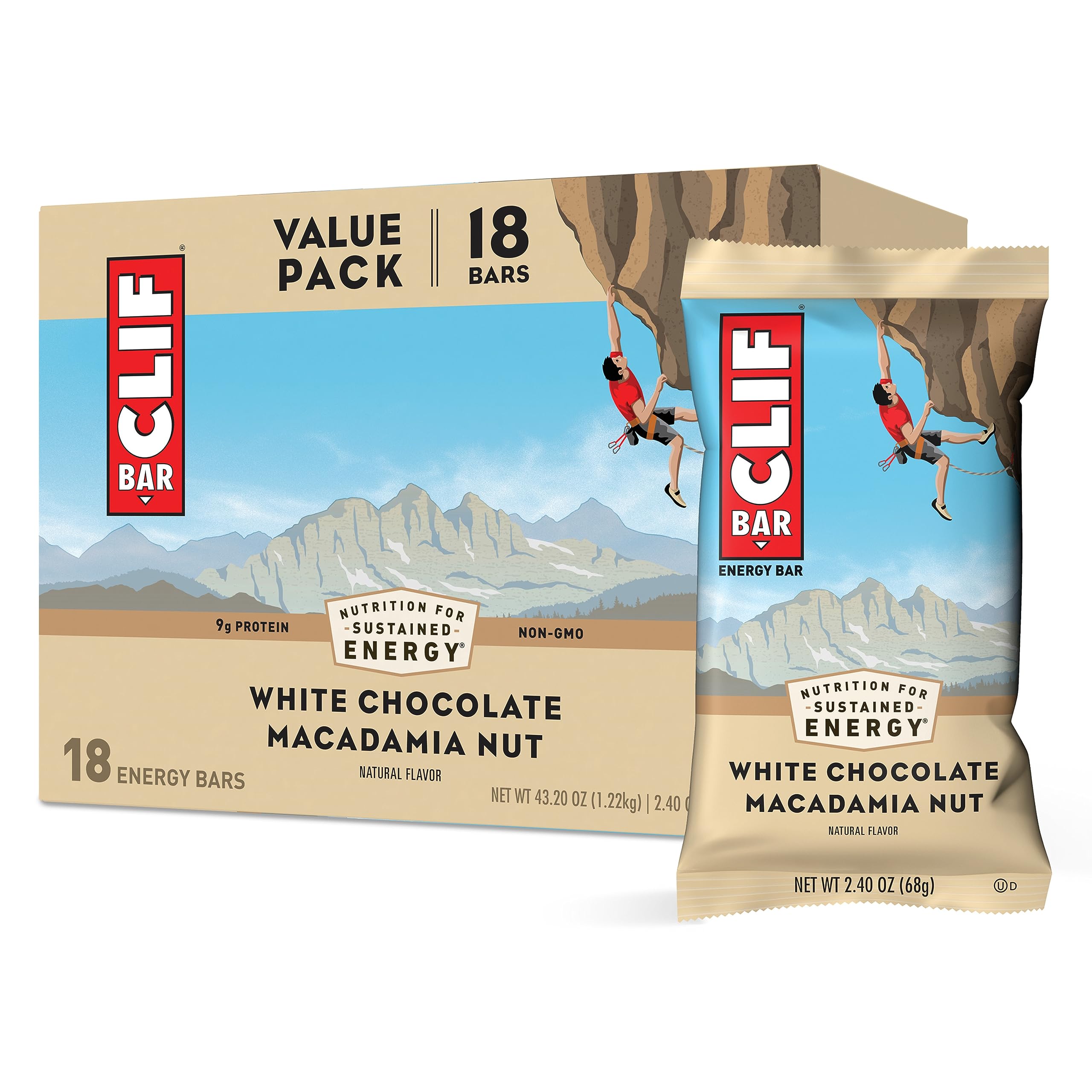 CLIF BAR - White Chocolate Macadamia Nut - Energy Bars - 2.4 oz. (18 Pack)