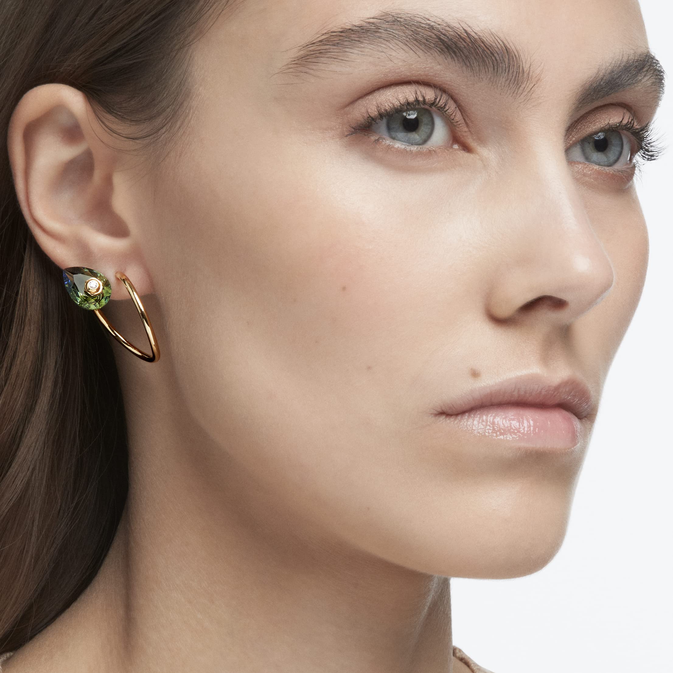 Swarovski Numina Earring Jewelry Collection, Gold Tone Finish, Green Crystals, Clear Crystals
