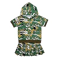 Little Youth Girls Summer Outfits Camouflage Short Sleeve Hooded Top with Pleated Mini Skirts Fashion Clothing Set
