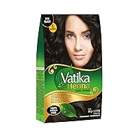 Dabur Vatika Henna Hair Color - Henna Hair Dye, With Beautiful Overtone Conditioner, Zero Ammonia For Natural Strong and Shiny Hair, 100% Grey Coverage, 18 Sachets X 10g (Rich Black, Pack of 3)