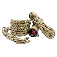 Ravenox Twisted True Hemp Rope | (3/4 inch x 50 feet)(Tan) | USA Made Real Hemp Cord | Natural Fiber Ropes and Twine for Cat Trees, Pet Toys, Macrame, Decor, DIY Crafts, Landscape, Indoor Outdoor Use