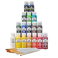 FolkArt Art Talk with Andy Beginner Kit, 27 Piece Including 15 Matte and 2 Multi-Surface 10, 96420 Paint and Brush Set