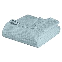 Superior Diamond Weave Blanket, 100% Cotton Cover for Home, Couch, Bed, Soft, Warm Blankets, Boho Aesthetic, Comfy, Cozy, and Cute Covers, Decorative Bedding Essentials, King, Aqua