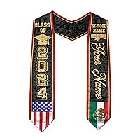 American Flag Sash 2024, Custom Mexican Graduation Sash, Graduation Stole Customize
