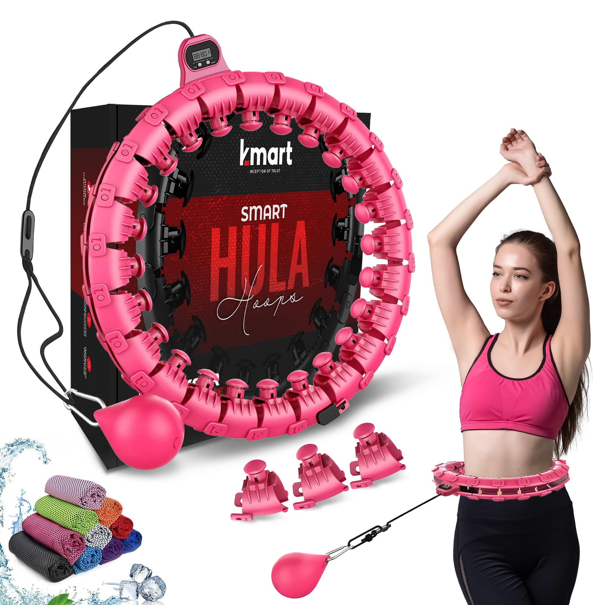 Smart Weighted Hula Hoop, Adjustable Fitness Exercise Weighted Hula Hoop - 27 Detachable Knots/Link