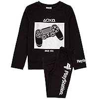 Playstation Pyjamas Boys Kids Long Sleeve Black Controller T Shirt Bottoms