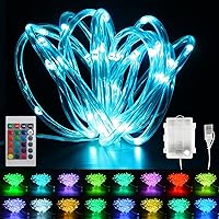 Rope Lights Battery Operated 50 LED 16FT 4 Mode 16 Color Changing Light with Remote Control for Wedding Garden Patio Holiday Bedroom Decoration