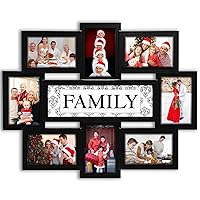 Family Photo Frame 22x17, Family Picture Frames Collage Wall Decor, 9 Opening 4x6 Picture Frames Home, Wall Hanging For 6x4 Photos 8 Pack Black, Required Assembly