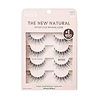 KISS The New Natural, False Eyelashes, Wide Slacks', 12 mm, Includes 4 Pairs Of Lashes, Contact Lens Friendly, Easy to Apply, Reusable Strip Lashes
