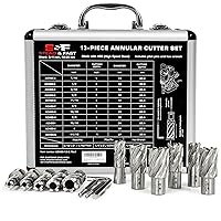 S&F STEAD & FAST Ring Cutter Set, 13 Pieces, 3/4 Inch Weldon Shank Mag Drill, Cutting Depth 2.5 cm, HSS Ring Drill for Magnetic Drill, Case Including 2 Centring Pins