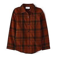 The Children's Place Girls' Long Sleeve Plaid Twill Tie Front Button Down Shirt