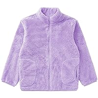 Kids Girls Fleece Long Sleeve Zip Up Jacket Winter Warm Outerwear Outdoor Playwear