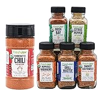 FreshJax Grill Seasoning Gift Set and Handcrafted Spicy Chili Powder Bundle | 5 Sampler Sized and 1 Large Bottle | Non GMO, Gluten Free, Keto, Paleo, No Preservative