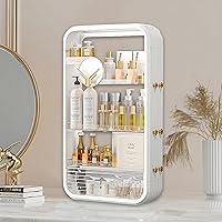 Makeup Storage Organizer, Cosmetics Organizer Box with Lid & Drawers, Partitionable Organizer Bag for Cosmetics Brushes Toiletry Jewelry Digital Accessories White