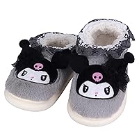 Anime Melody Kuromi Womens Fuzzy Memory Foam Slippers Cozy Plush Home Slippers Fluffy Furry Shoes Indoor Slide