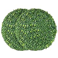 AILANDA 2 PCS 16'' Artificial Plant Topiary Ball for Outdoor, Faux Boxwood Balls Garden Spheres Decorative Balls with 8 Layers Leaves Faux Plant for Backyard, Porch, Wedding and Spring Home Décor