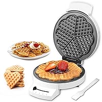 Mini Heart Shaped Waffle Maker, Thin Waffle Maker Iron with Shade Control, Make 7'' Large Waffle or 5 Mini Heart Waffles, Non Stick Cooking Plates with Fast & Even Heating