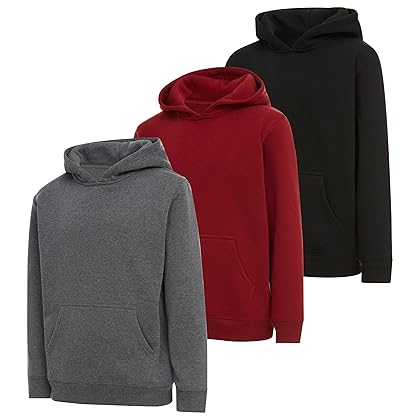 PURE CHAMP Boys 3 pack pullover hoodies Fleece long sleeve essentials sweatshirt for boys Athletic Kids Clothes Size 4-20