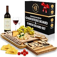 Charcuterie Boards Gift Set - Bamboo Cheese Board Large - Elegant for Mom - House Warming Gifts New Home - Wedding Gifts for Couple, Bridal Shower, Birthday Gifts for Women | Bambüsi