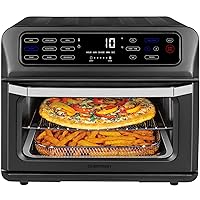 Chefman Toast-Air Touch Air Fryer Toaster Oven Combo, 4-In-1 Black Convection Oven Countertop, Cook a 10-In Pizza, 4 Slices of Toast, Air Fry, Bake, Air Broil, Dehydrate, 21 Qt