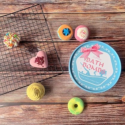 Aofmee Bath Bombs Gift Set, Handmade Bubble and Floating Fizzies Spa Kit, Shea and Cocoa Dry Skin Moisturize, Birthday Valentines Mothers Day Anniversary Christmas Gifts for Women, Mom, Her, Kids