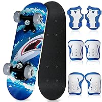 Honoson 7 Pcs Skateboard for Toddlers Beginners Knee Elbow Pads Wrist Guards Gear Set