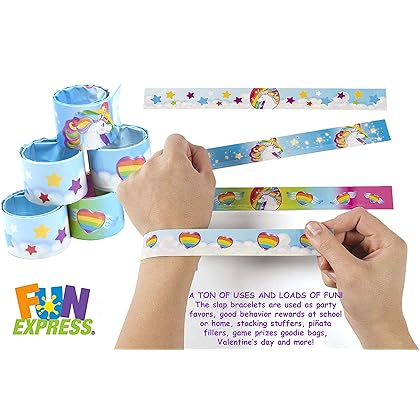 Fun Express - Unicorn Slap Bracelets for Birthday - Jewelry - Bracelets - Slap Bracelets - Birthday - 12 Pieces