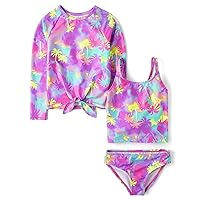 The Children's Place Girls' Standard Tankini Swimsuit and Cover Up 3-Piece Set