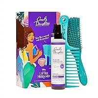 Carol's Daughter and Disney's The Little Mermaid Hair Care Gift Set for Curly Hair, Includes Black Vanilla Leave In Conditioner Spray, Kid's Brush and Comb, 8 Fl Oz