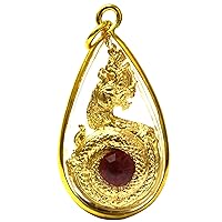 Thai Powerful Jewelry Amulet Paya Nak Naka Snake Nakee Thai Coin Gold Plate Pendant Amulet Cameo Magic