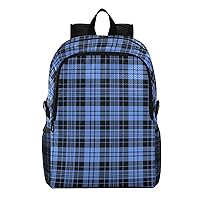 ALAZA Blue and Black Tartan Plaid Scottish Lightweight Packable Travel Hiking Backpack