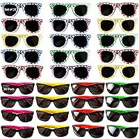 Neliblu Party Favors for Kids - 25 Hibiscus and 30 Neon Kids Sunglasses With UV Protection