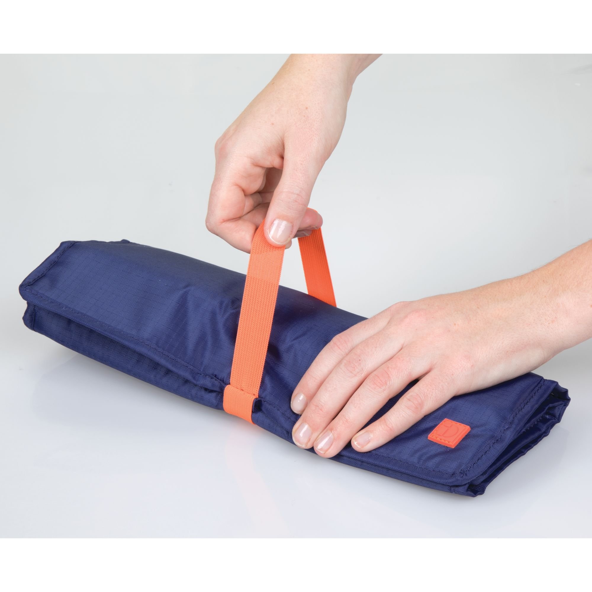 iDesign Roll-Up Jewelry Case Travel Bag, Navy/Orange