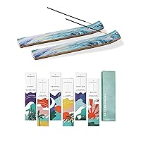 Incense Sticks - Set of 6 Insenses (120 Sticks) for AM to PM Healing With Incense Holder or Incense Burner Holder, Modern Insence Ash Catcher or Set of 2 Insense Stick Holder for Home Décor