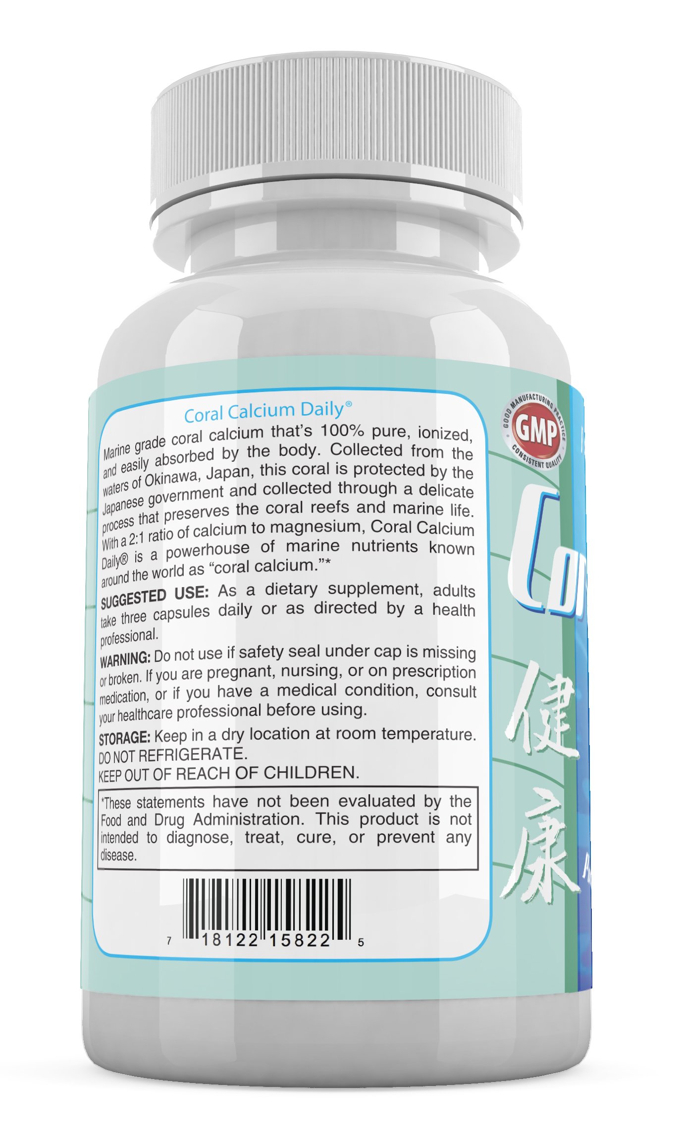 Daily Health, Coral Calcium Pure Okinawa - Marine-Grade Supplement with 72 Trace Minerals - 1475mg, 90 Capsules