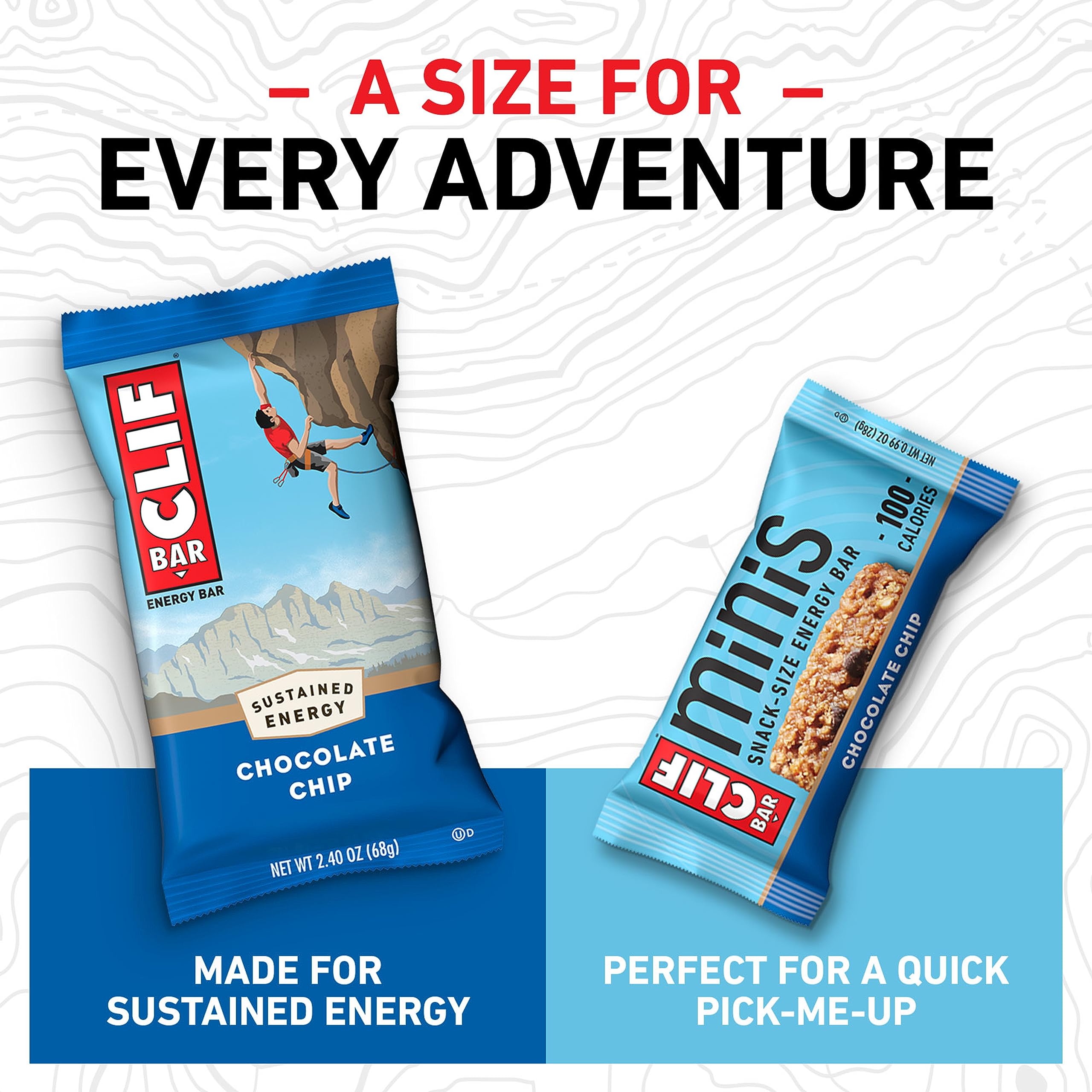 CLIF BAR - Chocolate Chip - Full Size and Mini Energy Bars - Packaging & Assortment May Vary - Amazon Exclusive - 2.4 oz. and 0.99 oz. (20 Count)