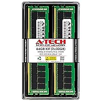 A-Tech 64GB Kit (2x32GB) DDR4 2133MHz PC4-17000 ECC RDIMM 2Rx4 1.2V Dual Rank ECC Registered DIMM 288-Pin Server & Workstation RAM Memory Upgrade Modules (A-Tech Enterprise Series)