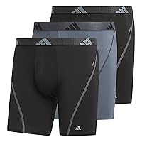 adidas Men's Performance Mesh Boxer Brief Underwear (3-Pack) Engineered for Active Sport with All Day Comfort, Soft Breathable Fabric, Black/Onix Grey/Black, Large