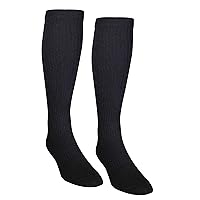 NuVein Compression Socks, 15-20 mmHg Support for Men, Padded Cushion Foot, Knee High, Closed Toe, Black, Large