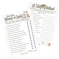 DISTINCTIVS Woodland Bear Baby Shower - All Things Woodland and Mommy or Daddy Matching Game (2 Game Bundle) - 20 Dual Sided Cards