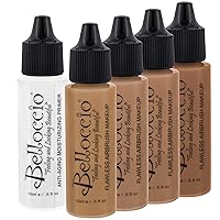 Belloccio Tan Color Shade Foundation Set - Professional Cosmetic Airbrush Makeup in 1/2 oz Bottles