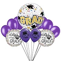 Hat off to the Graduate Grad Caps Bubble School Colors 9pc Balloon Pack, Purple