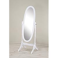 Roundhill Furniture Traditional Style Wood Cheval Floor Mirror, White