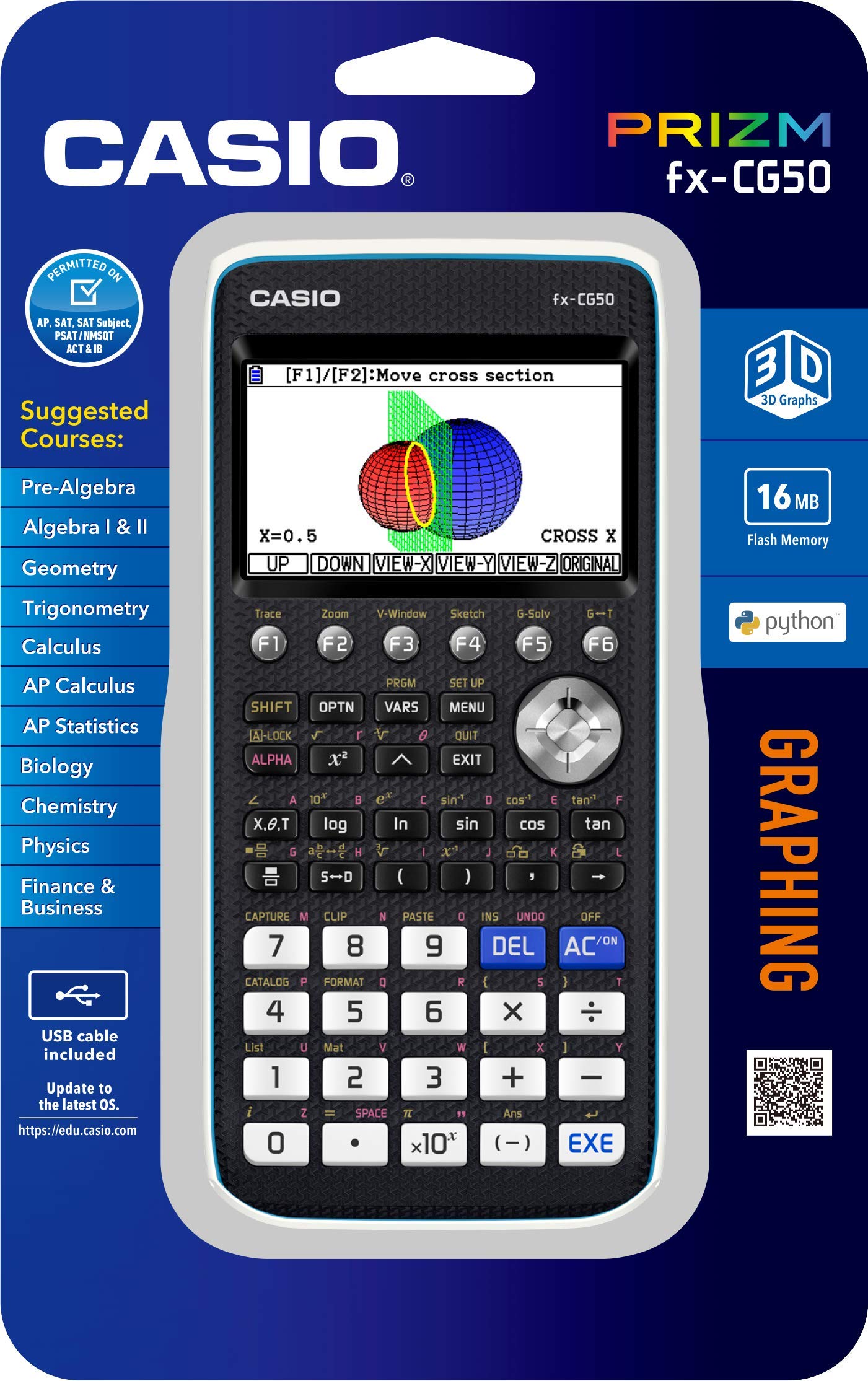 CASIO PRIZM FX-CG50 Color Graphing Calculator,Black & White,7.21
