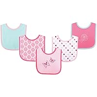 Luvable Friends Unisex Baby Cotton Terry Drooler Bibs with PEVA Back, Butterfly, One Size