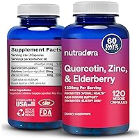 Quercetin 1000mg Veggie Capsules, Non-GMO, Elderberry Zinc Quercetin Supplements Supports Immune, Cardiovascular & Respiratory Health,120 Capsules (Pack of 1)
