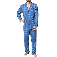 Hanes Men's Pajamas Cotton X-Temp Long Sleeve Shirt & Pants Knit Pjs Lounge Set