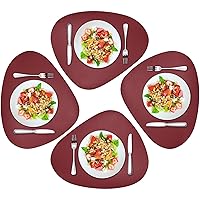 Herda Burgundy Placemats Set of 4 for Dining Table, Wine Red Leather Table Mats Place Mats Wipeable Washable Placemats for Kitchen Dining Patio Table Easy to Clean Holiday Table Christmas Table Mats
