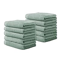 Yoofoss Luxury Washcloths Towel Set 10 Pack Baby Wash Cloth for Bathroom-Hotel-Spa-Kitchen Multi-Purpose Fingertip Towels & Face Cloths - Green