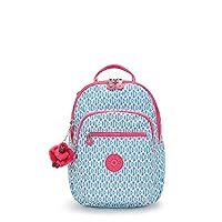 Kipling Women's Seoul Small Backpack, Durable, Padded Shoulder Straps with Tablet Sleeve, Dreamy Geo C, 10''L x 13.75''H x 6.25''D